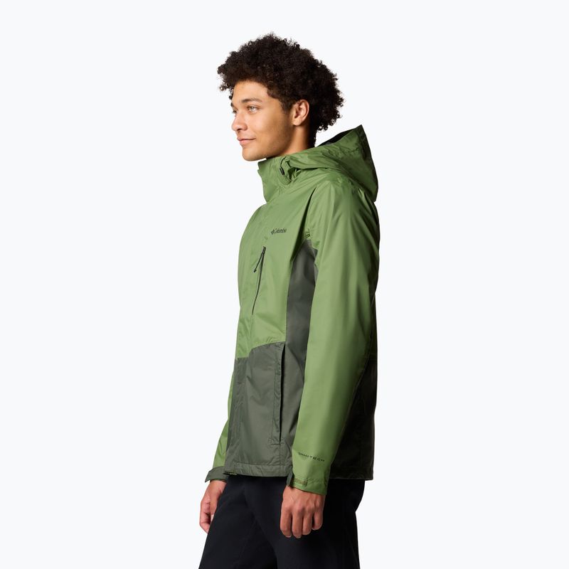 Men's Columbia Pouring Adventure III canteen/ greenscape rain jacket 5