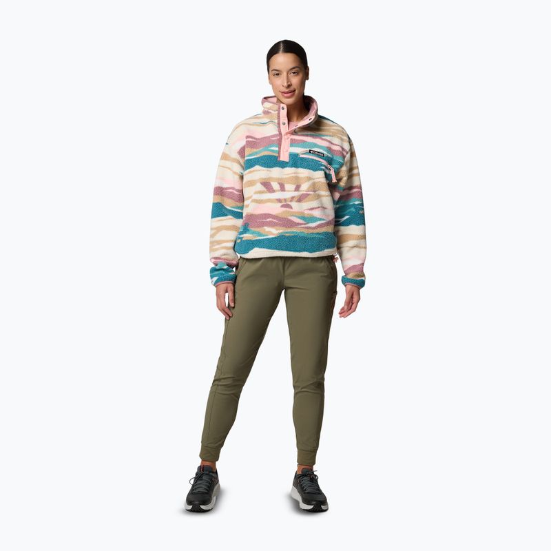 Columbia Helvetia II Printed Cropped Half Snap river blue/rogue walleye women's fleece sweatshirt 2
