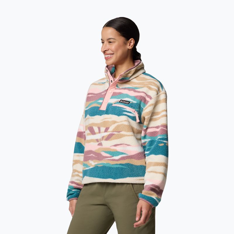 Columbia Helvetia II Printed Cropped Half Snap river blue/rogue walleye women's fleece sweatshirt 4