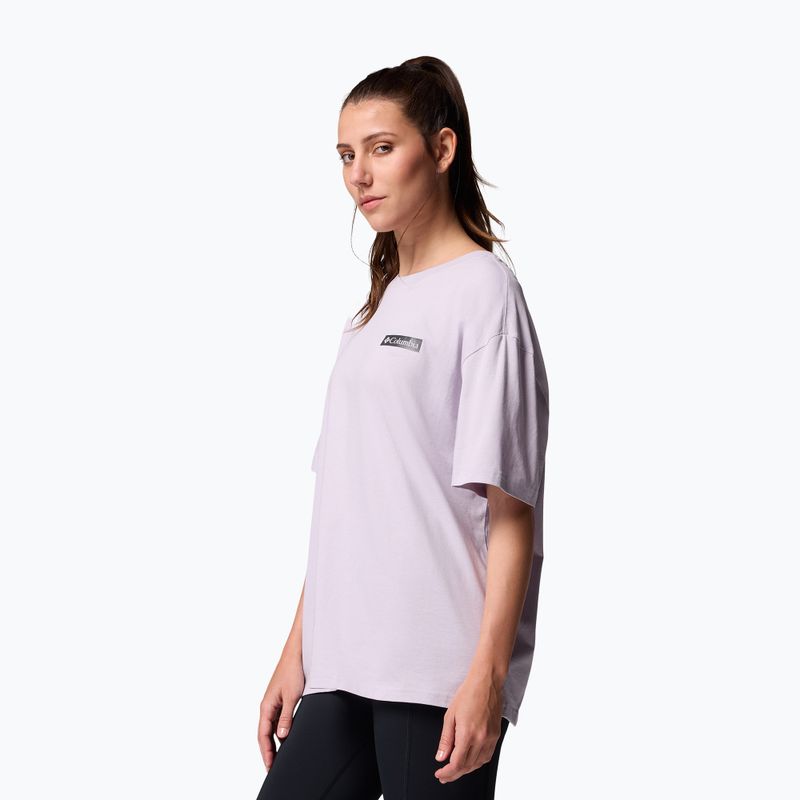 Women's trekking T-shirt Columbia Rolling Bend Graphic Oversized Tee lavender pearl/mountainview 4