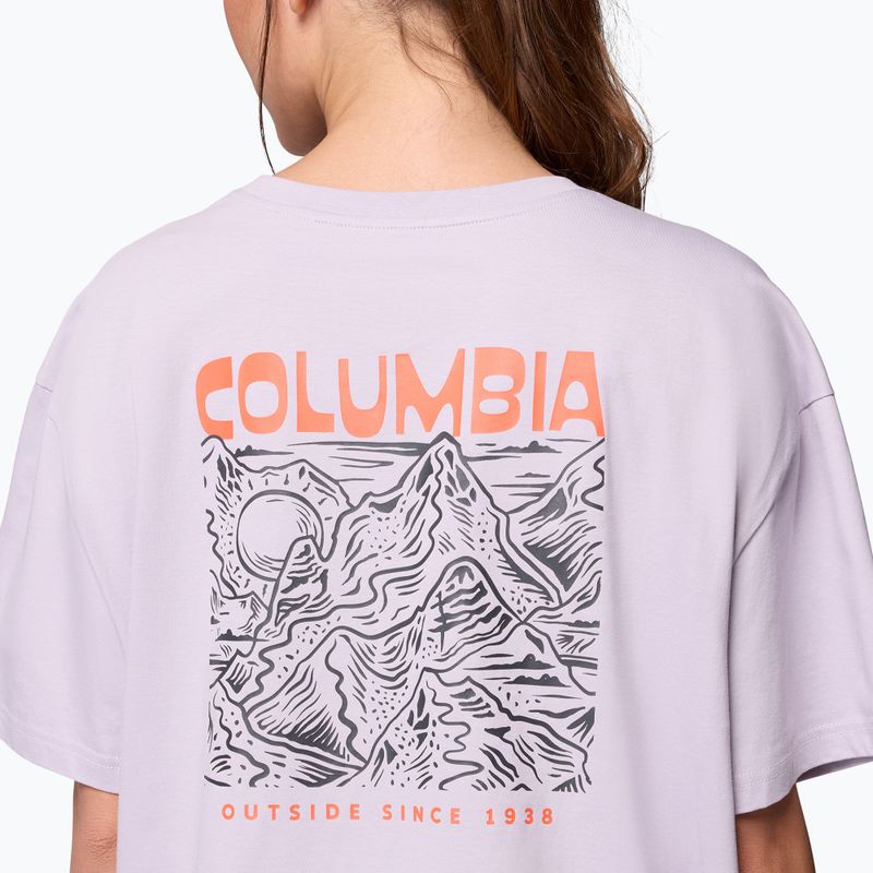 Women's trekking T-shirt Columbia Rolling Bend Graphic Oversized Tee lavender pearl/mountainview 6