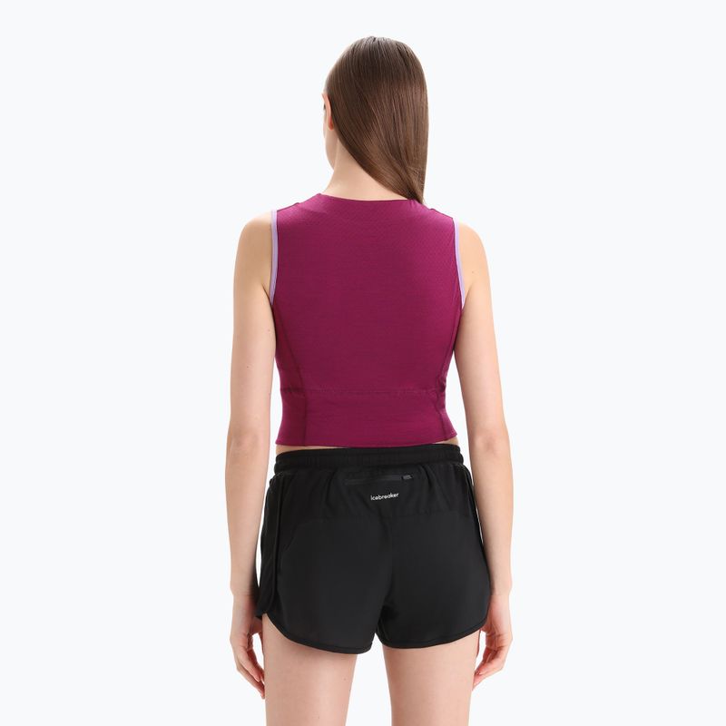 Women's thermal activewear icebreaker Zoneknit Cropped Bra-Tank purple gaze 3