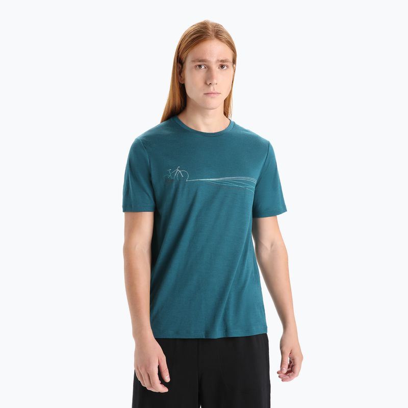 Men's Icebreaker Tech Lite II Cadence Paths trekking shirt green IB0A56N87281
