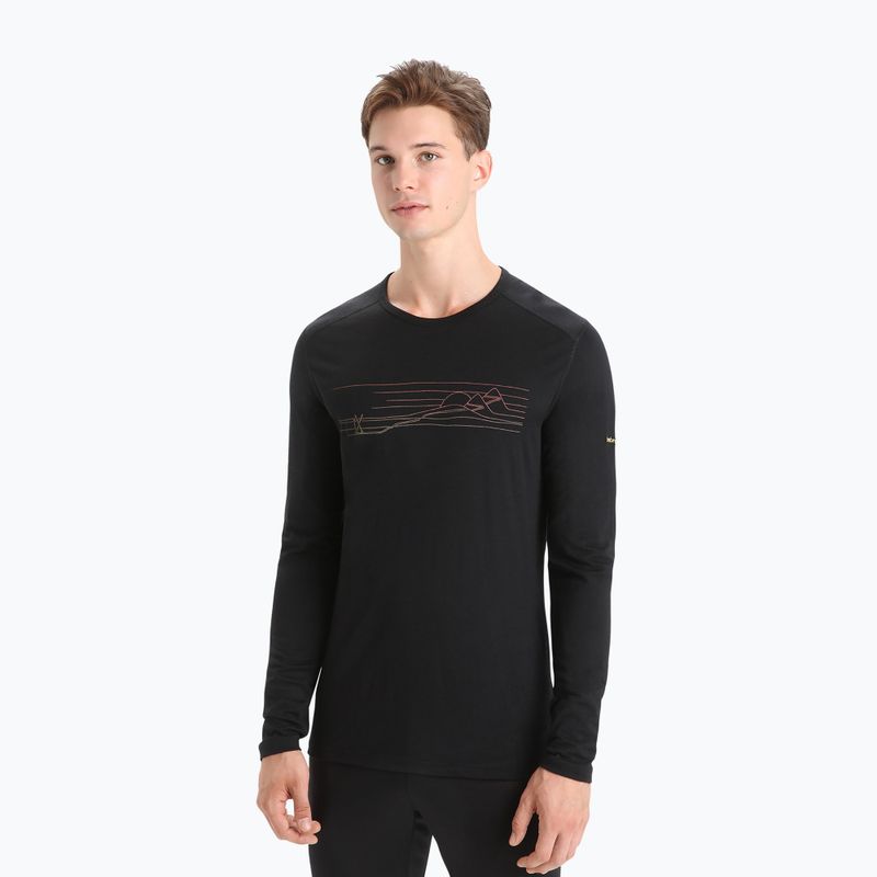 Men's Icebreaker 200 Oasis Crewe Ski Stripes thermal sweatshirt black