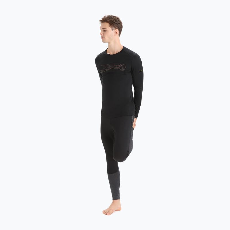 Men's Icebreaker 200 Oasis Crewe Ski Stripes thermal sweatshirt black 2