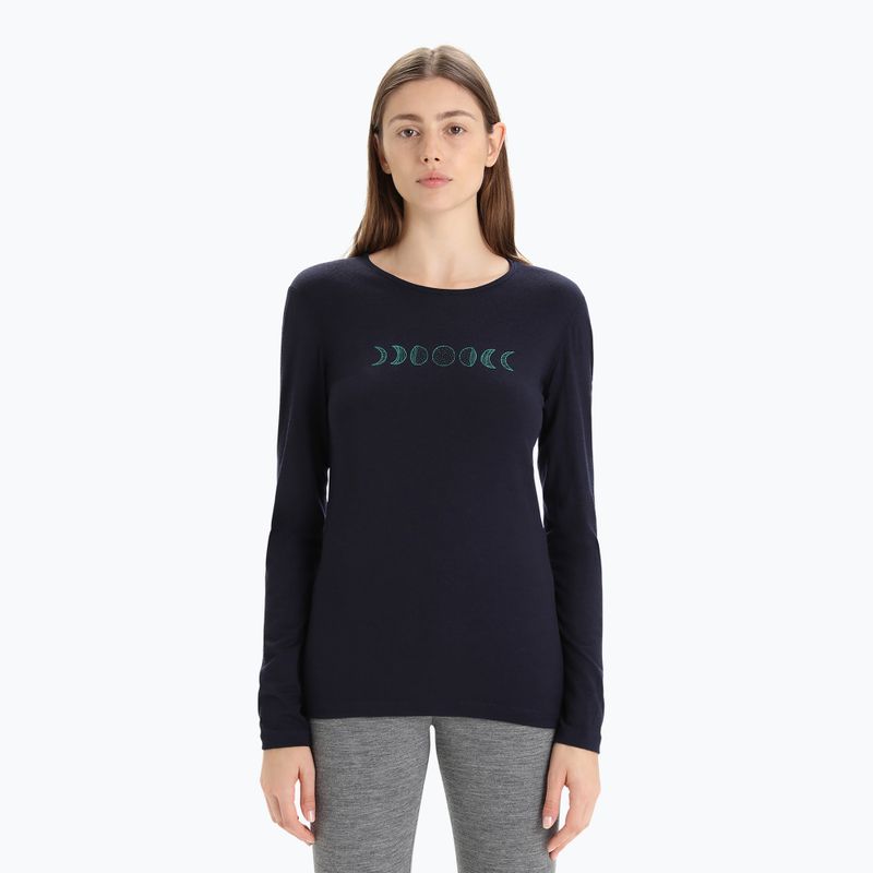 Women's thermal T-shirt icebreaker 200 Oasis Crewe Moon Phase navy blue IB0A56NL4011