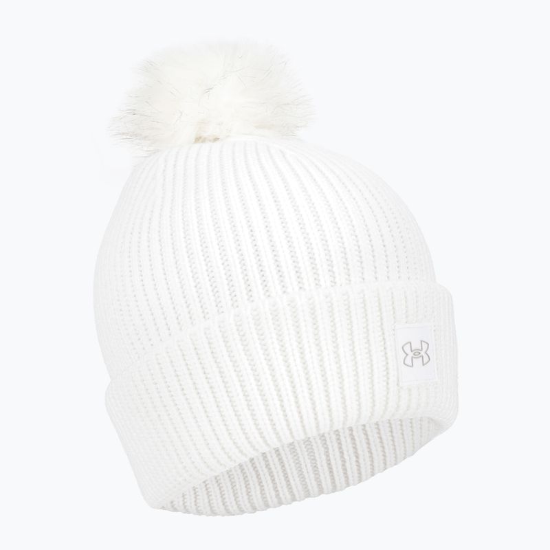 Under Armour women's winter cap Halftime Ribbed Pom white/ghost gray