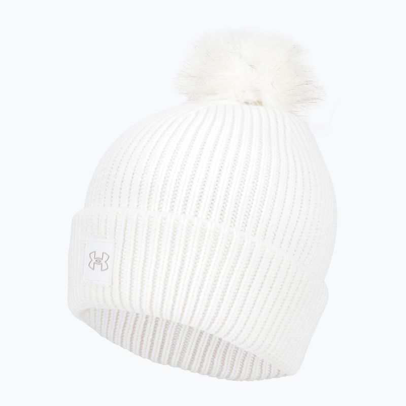 Under Armour women's winter cap Halftime Ribbed Pom white/ghost gray 3