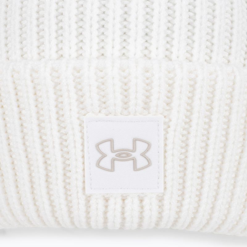 Under Armour women's winter cap Halftime Ribbed Pom white/ghost gray 4