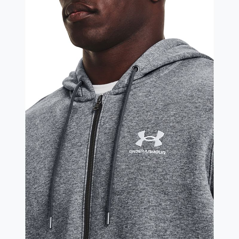 Men's Under Armour Essential Fleece Full Zip Hood Training Sweatshirt Grey 1373881 4