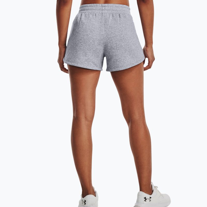 Under Armour Rival Fleece grey women's training shorts 1376257 2