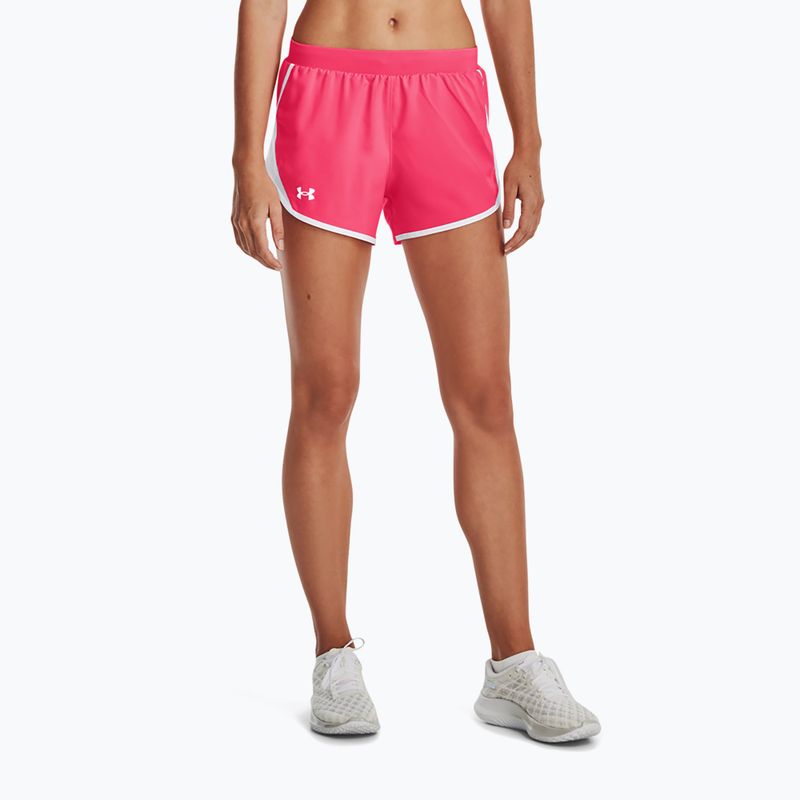 Under Armour Fly By 2.0 women's running shorts pink and white 1350196-683