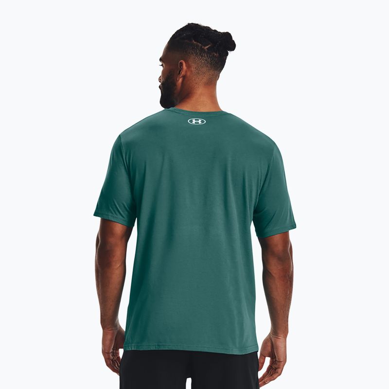 Men's Under Armour Boxed Sportstyle coastal teal/white t-shirt 2