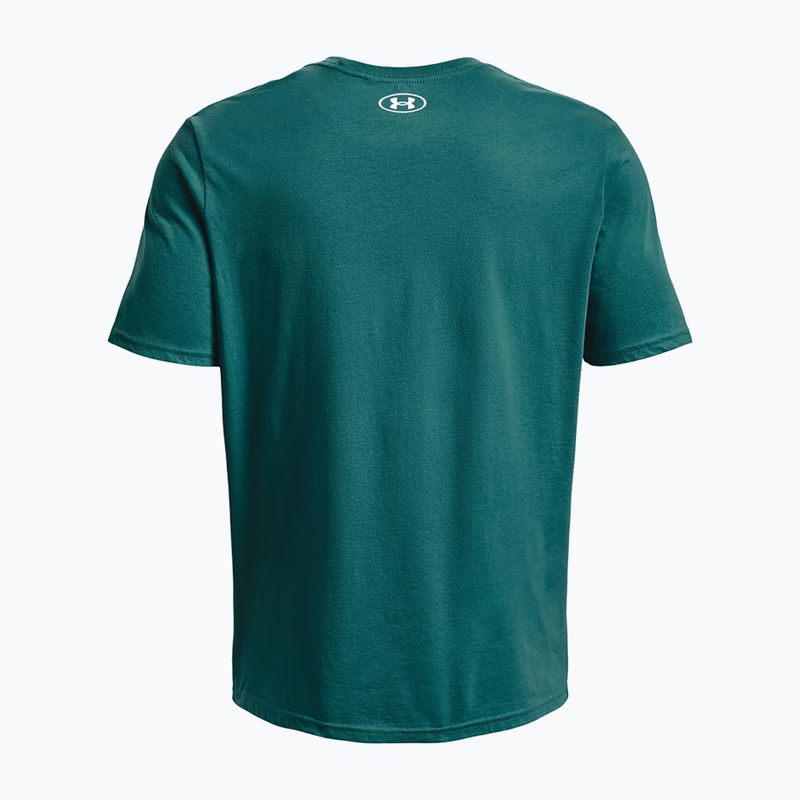 Men's Under Armour Boxed Sportstyle coastal teal/white t-shirt 5