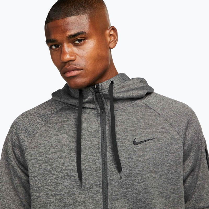 Men's training sweatshirt Nike Therma Fit Full-Zip charcoal heathr/dark smoke grey/black 4