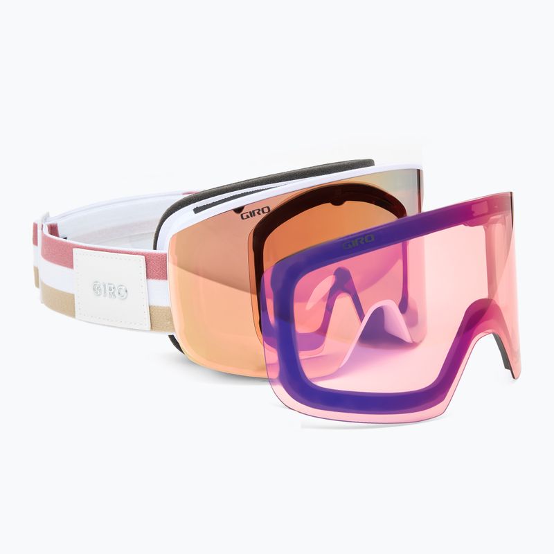 Women's ski goggles Giro Ella white lx stripe/rose gold/infrared