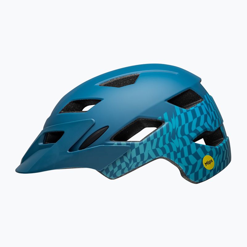 Bell Sidetrack Integrated MIPS children's bike helmet wavy checks matte blue 2