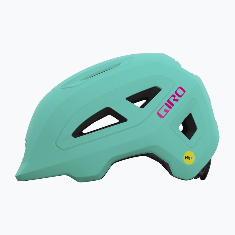 Giro Scamp II Integrated MIPS matte screaming teal/bright pink children's bike helmet 2