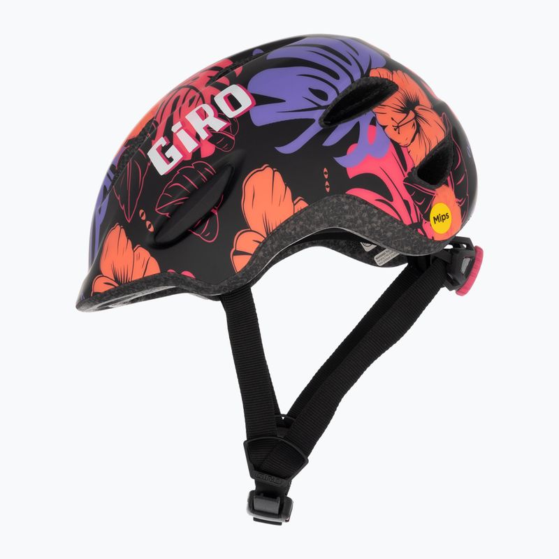 Giro Scamp Integrated MIPS matte black floral children's bike helmet 5