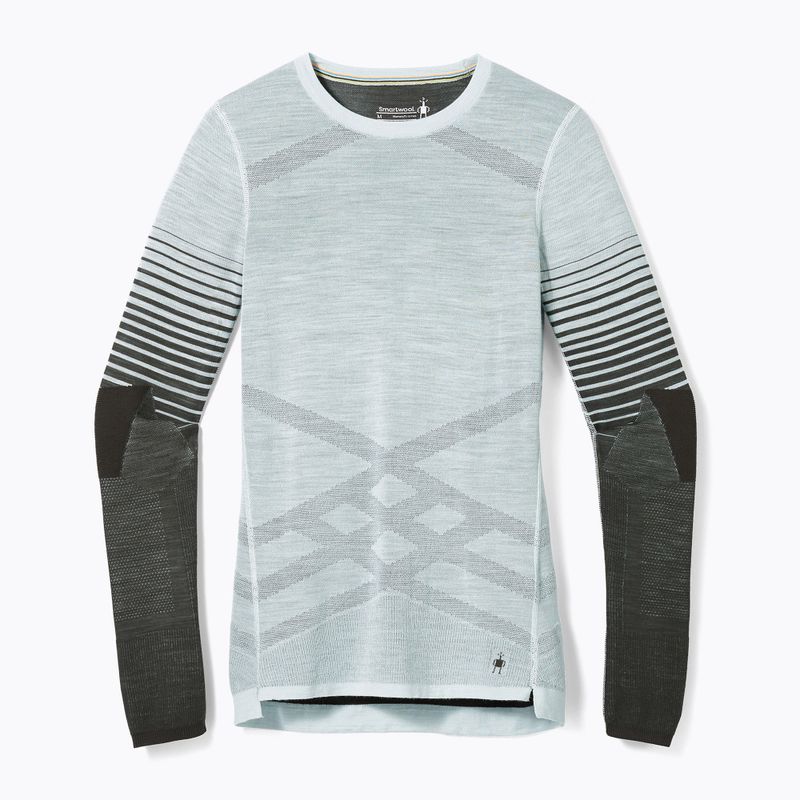 Women's thermal base layer sweatshirt Smartwool Intraknit Thermal Merino Base Layer Pattern Crew aqua