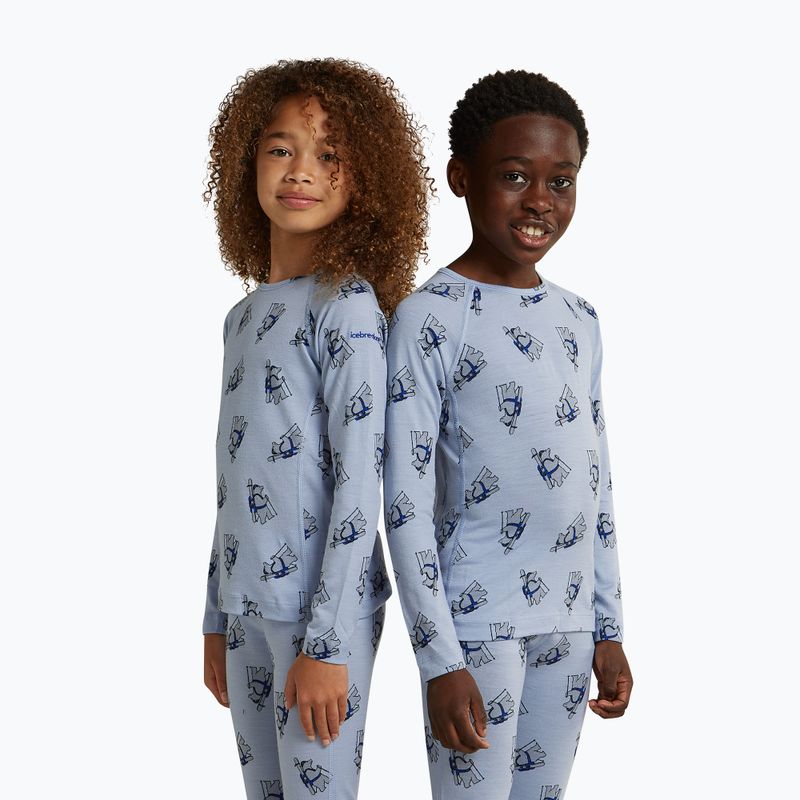 Children's thermal sweatshirt Icebreaker Merino 200 Oasis Crewe Bear Tour Zinc Blue/Aop 2