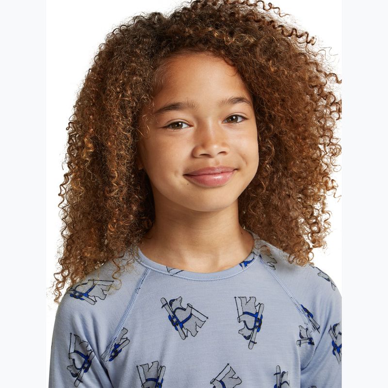 Children's thermal sweatshirt Icebreaker Merino 200 Oasis Crewe Bear Tour Zinc Blue/Aop 7
