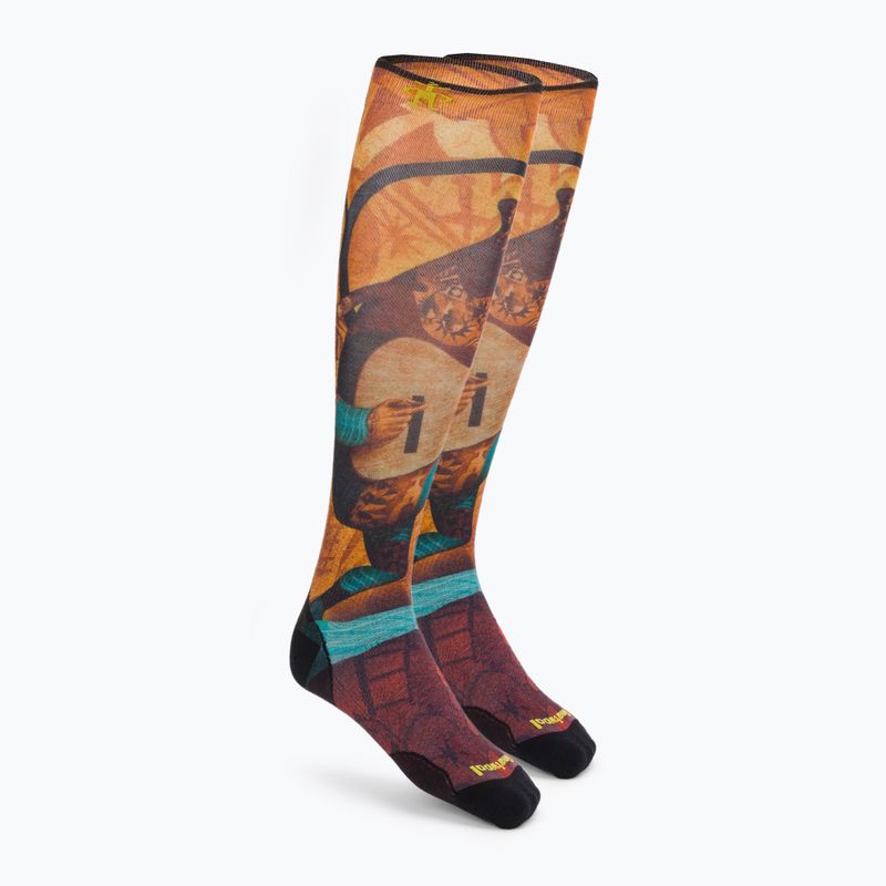 Men's Smartwool Ski Zero Cushion Memory Quilt Print OTC orange socks SW001917150