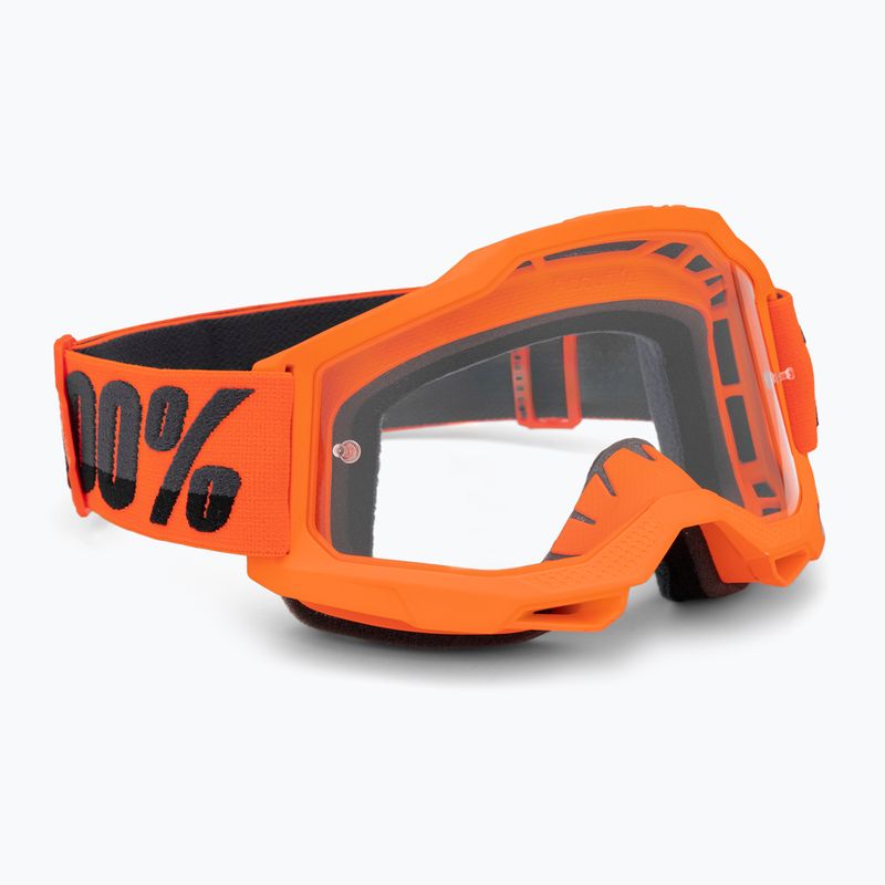 100% Accuri 2 neon/orange/clear cycling goggles