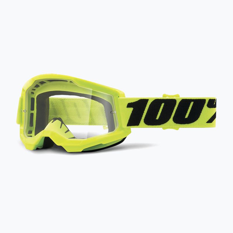 100% Strata 2 fluo yellow/clear cycling goggles