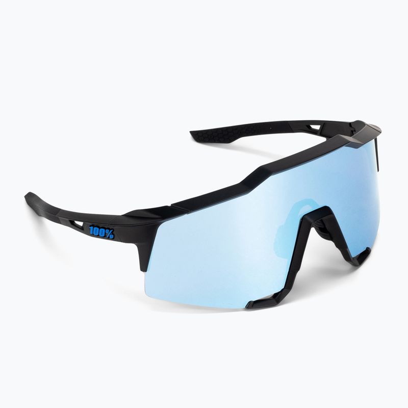 100% Speedcraft matte black/hyper blue multilayer mirror cycling goggles 60007-00004 2