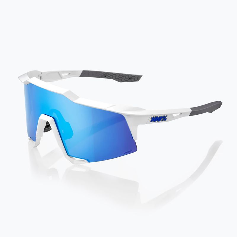 100% Speedcraft matte white/hyper blue multilayer mirror sunglasses