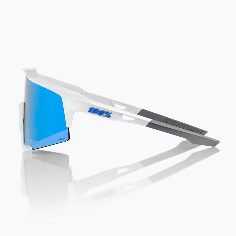 100% Speedcraft matte white/hyper blue multilayer mirror sunglasses 3