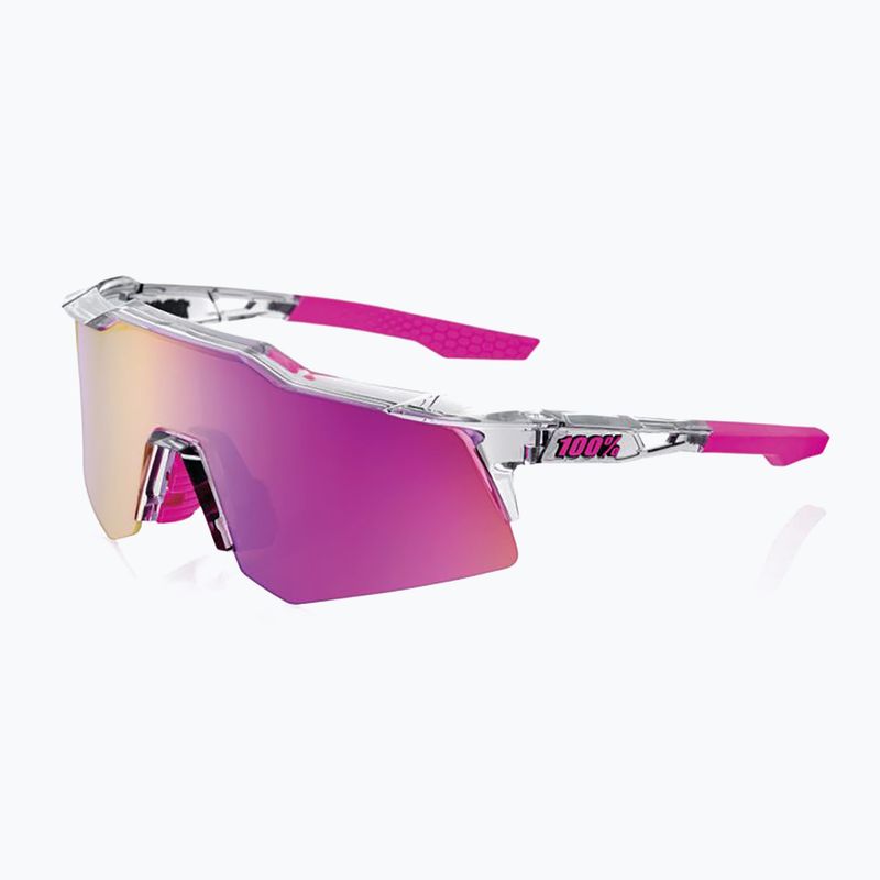 100% Speedcraft XS sunglasses polished translucent grey/purple multilayer mirror