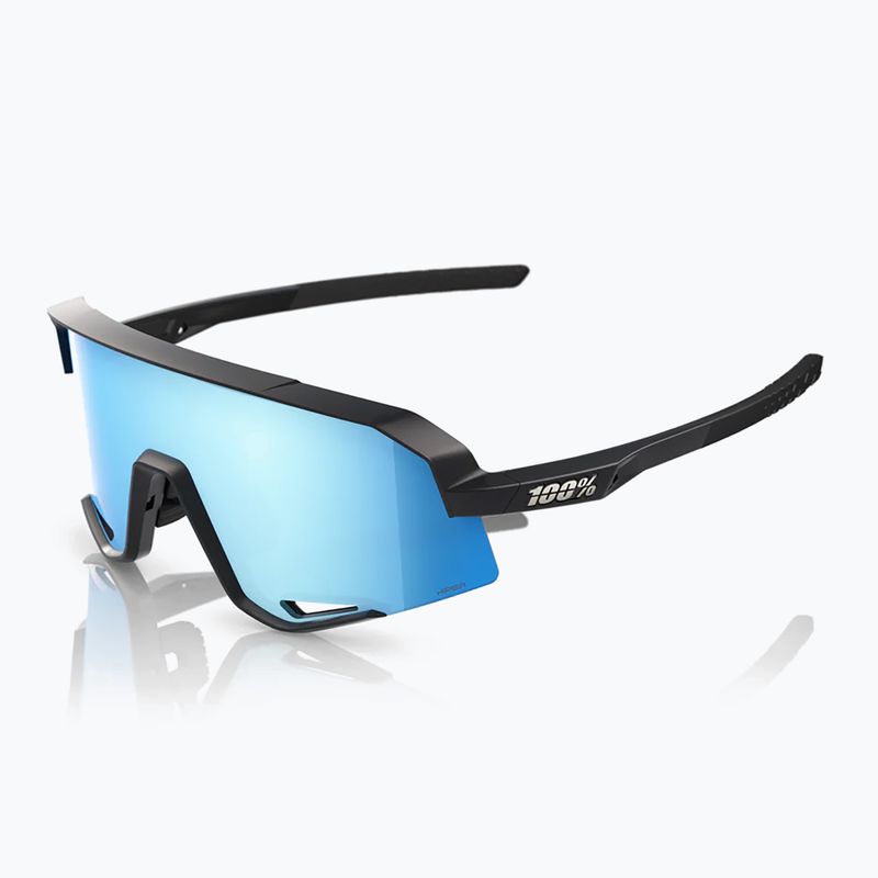 100% Slendale matte black/hyper blue multilayer mirror sunglasses