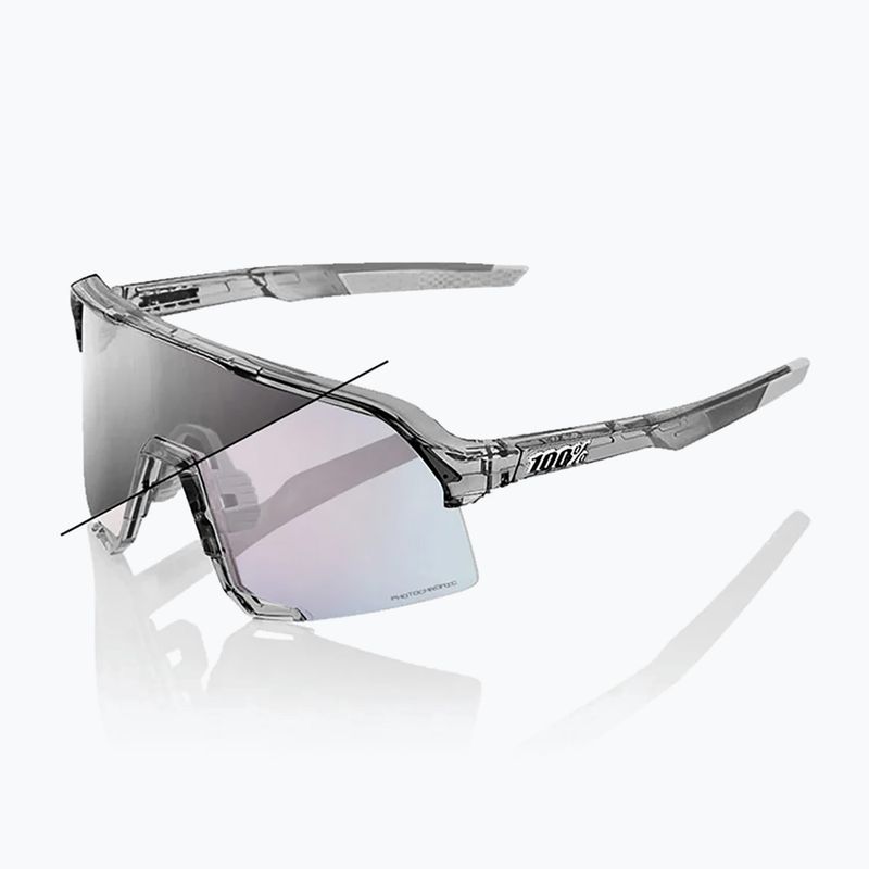 100% S3 polished translucent grey/rose gold mirror photochromic sunglasses 7