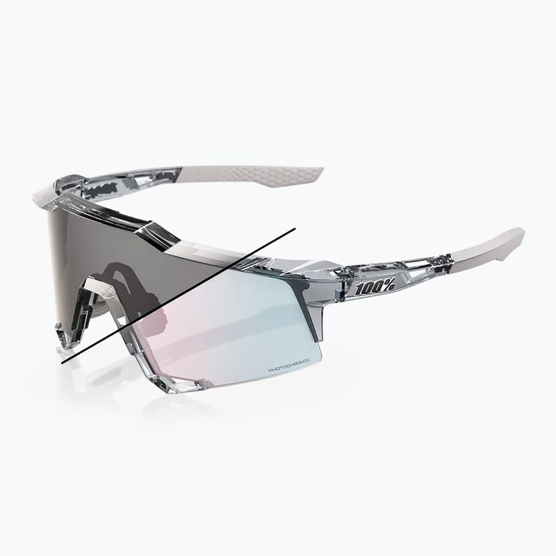 100% Speedcraft sunglasses polished translucent grey/rose gold mirror photochromes