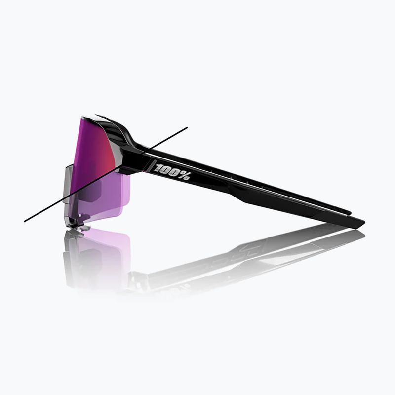Sunglasses 100% S3 LE gloss black/purple flash mirror photochromic 2