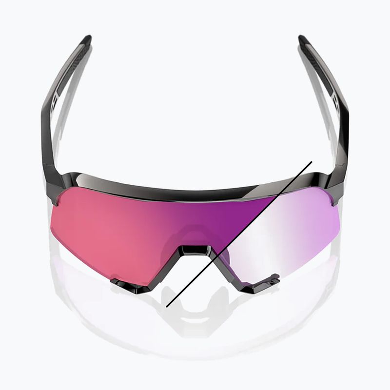 Sunglasses 100% S3 LE gloss black/purple flash mirror photochromic 3