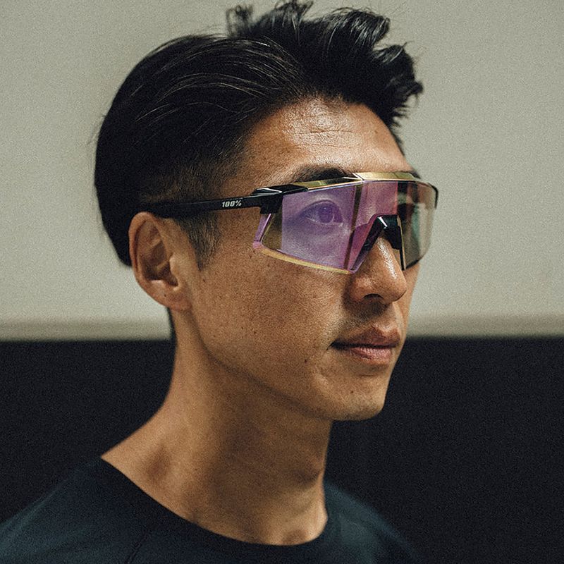 Sunglasses 100% Aerocraft gloss black/purple mirror photochromic 7