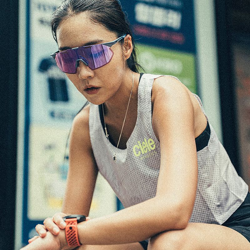 Sunglasses 100% Hypercraft SQ satin storm metallic/purple mirror 6