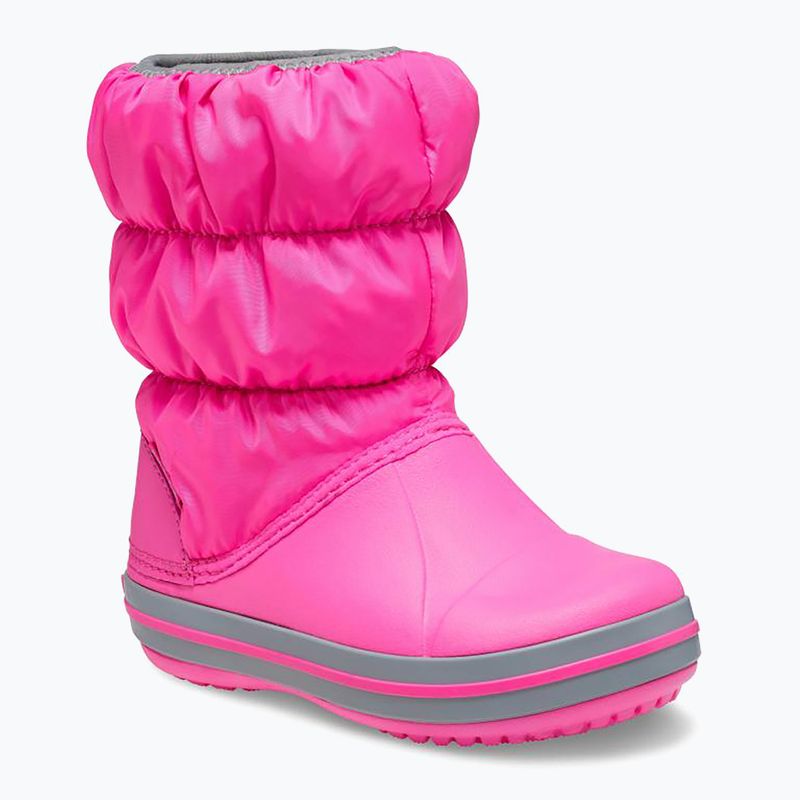 Crocs Winter Puff Kids snow boots electric pink/light grey 8