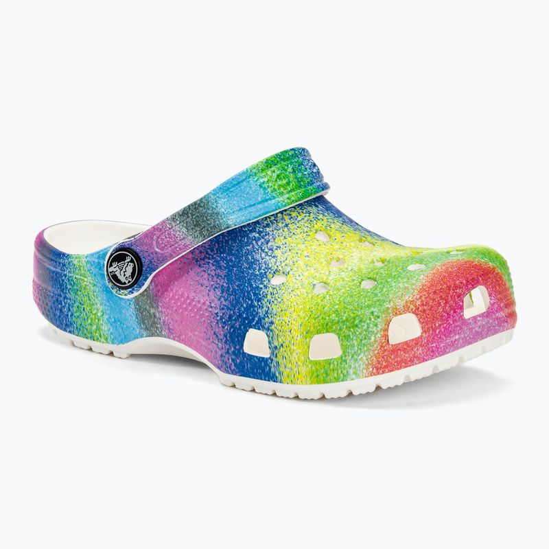 Crocs Classic Spray Dye white/multi children's slides