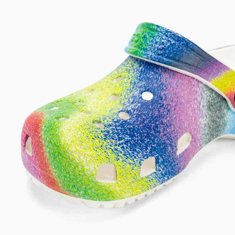Crocs Classic Spray Dye white/multi children's slides 8