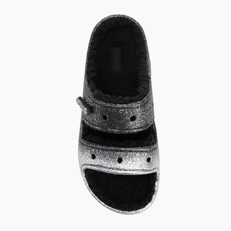 Crocs Classic Cozzzy Glitter Sandal black/silver flip-flops 5