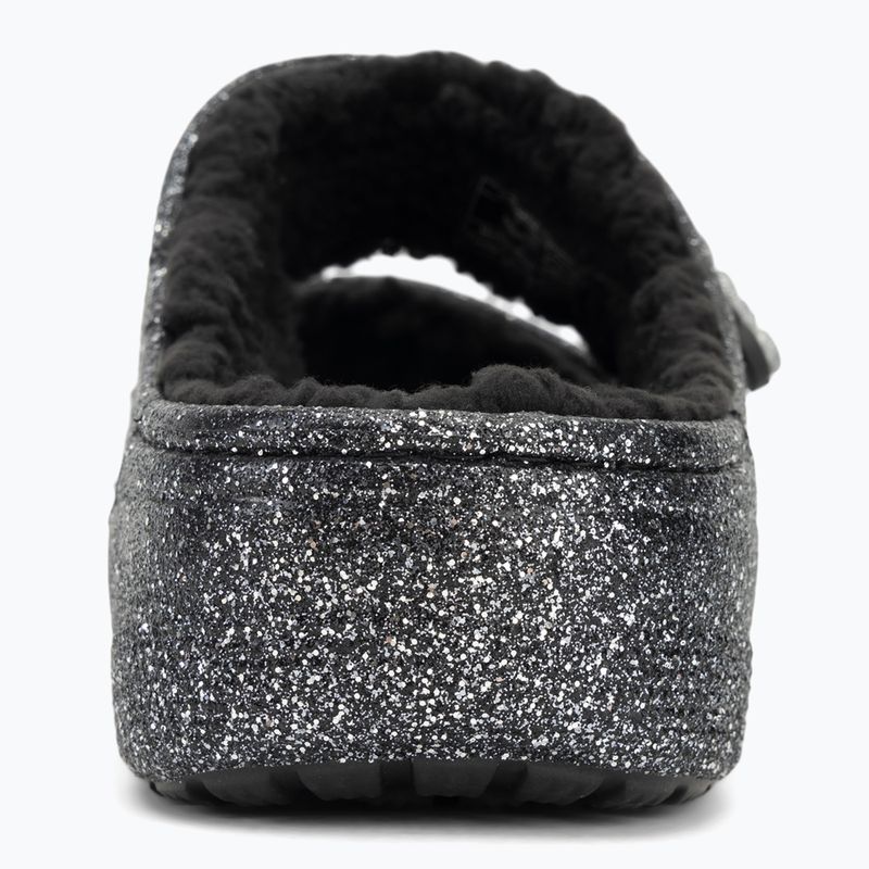 Crocs Classic Cozzzy Glitter Sandal black/silver flip-flops 6