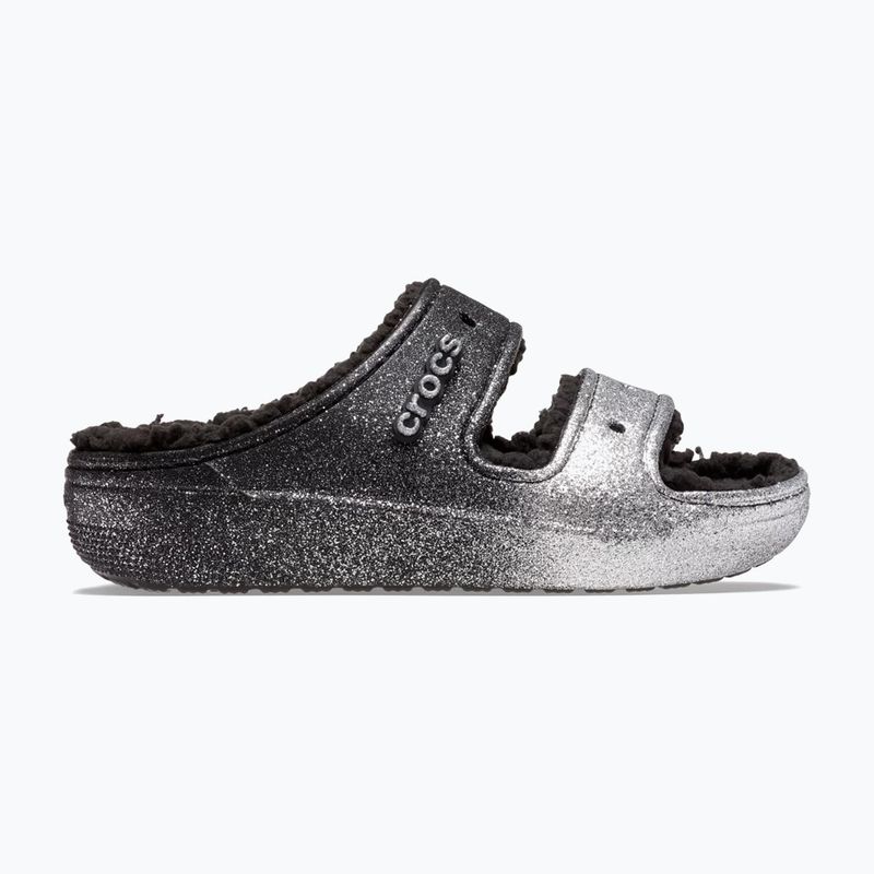 Crocs Classic Cozzzy Glitter Sandal black/silver flip-flops 2