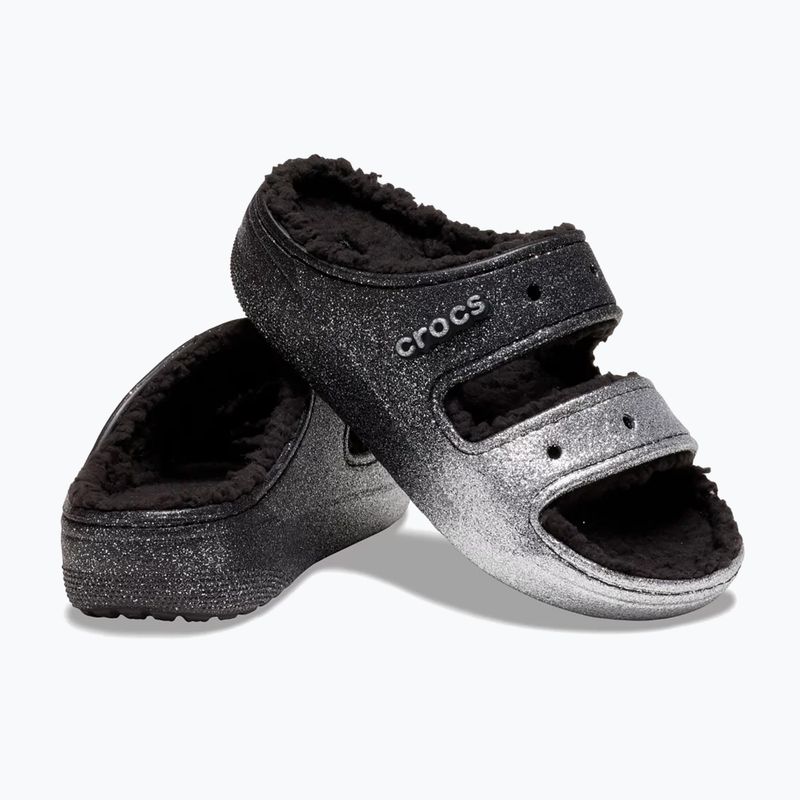 Crocs Classic Cozzzy Glitter Sandal black/silver flip-flops 3