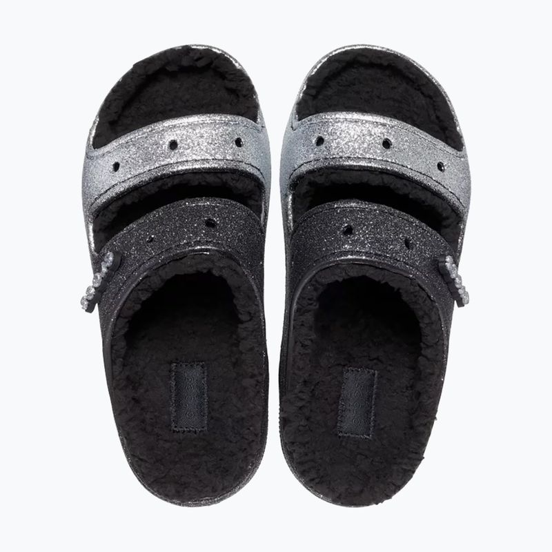Crocs Classic Cozzzy Glitter Sandal black/silver flip-flops 5