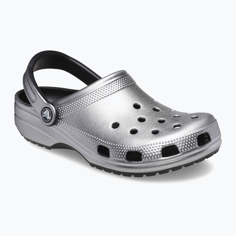 Crocs Classic silver/metallic slides 9