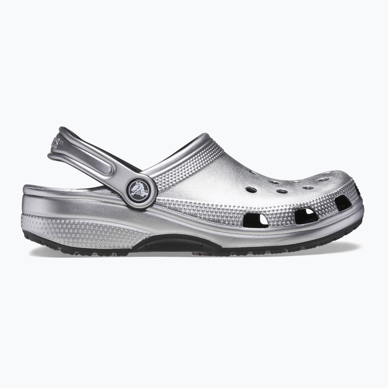 Crocs Classic silver/metallic slides 10